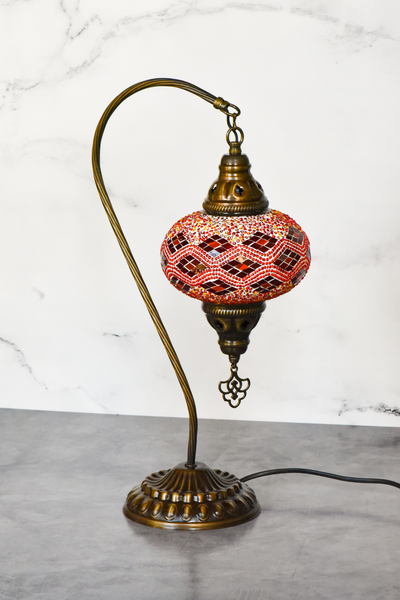 Light Gold Swan Neck Turkish Mosaic Lamp