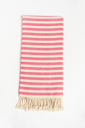 Stripe Turkish Towel in Hot Pink
