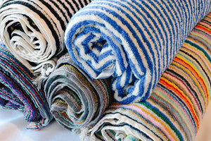 Striped Rainbow Towel-Blanket with Tassels