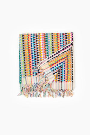 Rainbow Pom Pom Bathrobe & Turkish Towels Matching Set