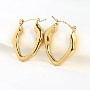 Thin Figure Hoops - Waterproof 18k Gold Molten Hoop Earrings