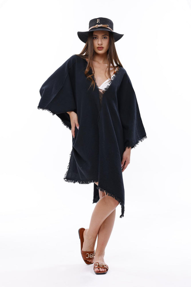 Bamboo Gauze Kaftan Raw Helm Cover-Up