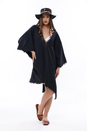 Bamboo Gauze Kaftan Raw Helm Cover-Up