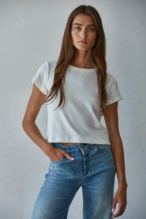 Knit Cotton Short Sleeve Crop Top