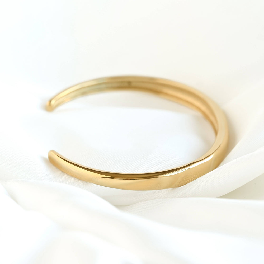 Slim Dome Cuff Bracelet - Adjustable Gold Cuff