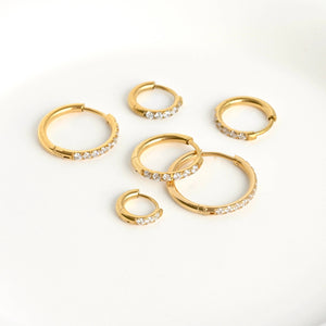 Pave Diamond Hoops - Tarnish-free Diamond Hoop Earrings