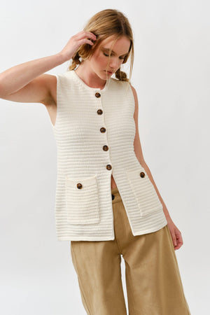 Button Down Sweater Vest - Mocha