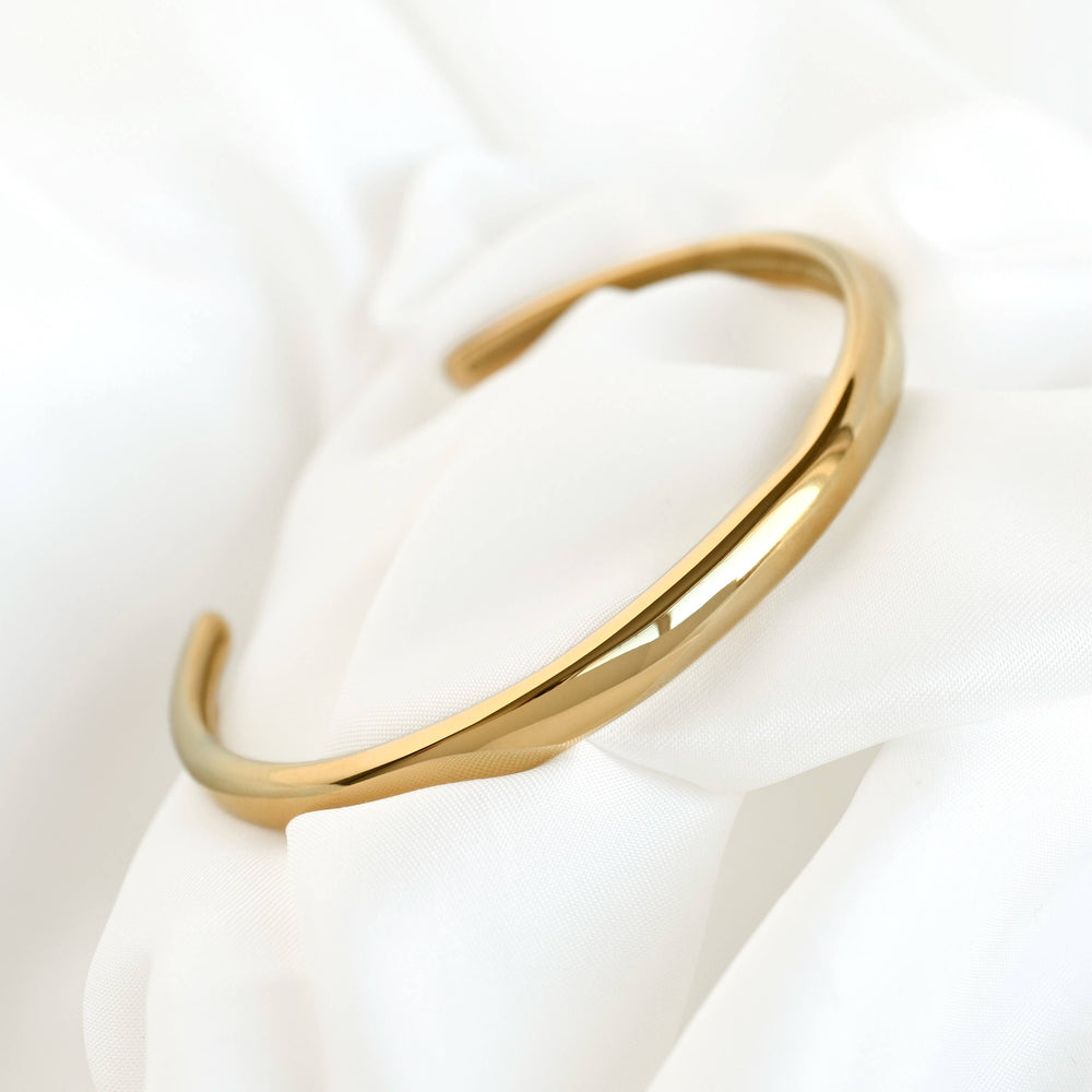 Slim Dome Cuff Bracelet - Adjustable Gold Cuff