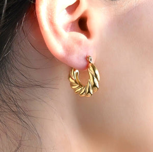 Chunky Croissant Hoops - Small Twisted Hoop Earrings