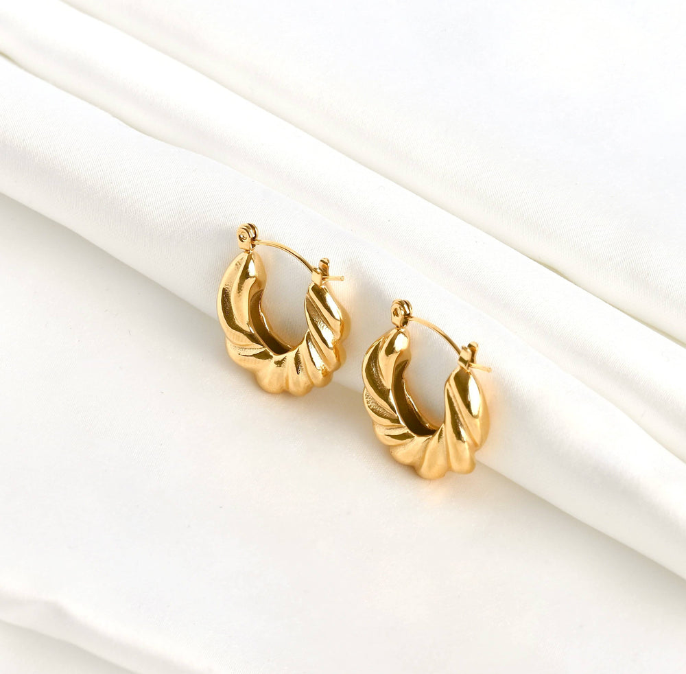 Chunky Croissant Hoops - Small Twisted Hoop Earrings