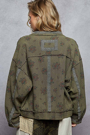Long Sleeve Double Gauze Floral Woven Jacket