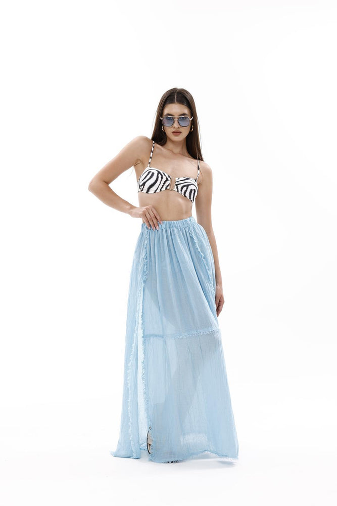 Bamboo Gauze Beach Cover-Up Raw Hem Skirt