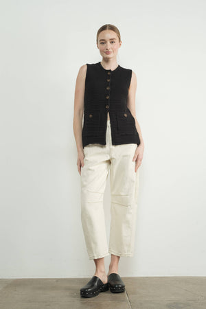 Button Down Sweater Vest - Mocha