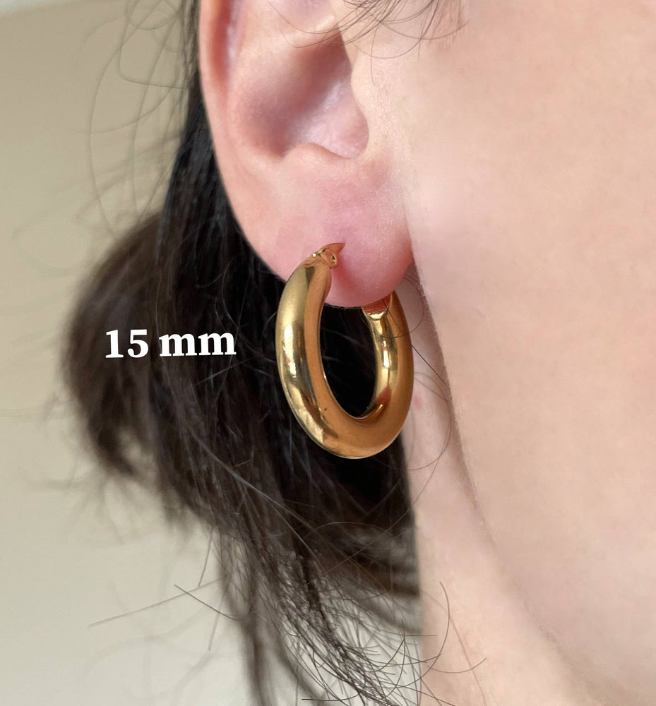 Thick Gold Hoop Earrings -  Tarnish-free