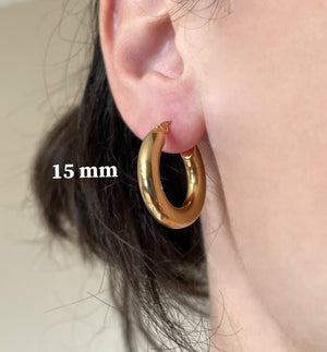 Thick Gold Hoop Earrings -  Tarnish-free