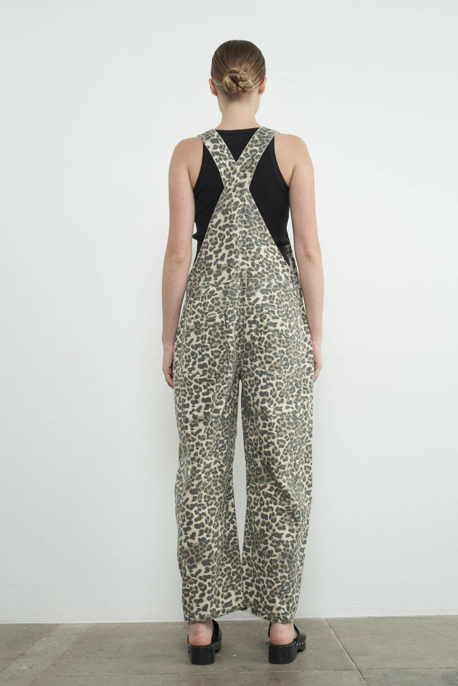 Leopard Print Denim Overalls