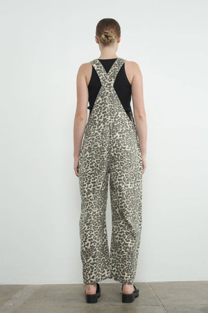 Leopard Print Denim Overalls