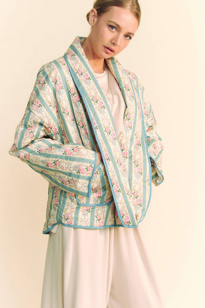 Floral Quilted Throw On Jacket
