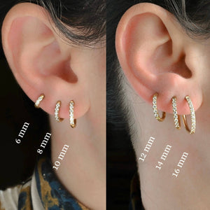Pave Diamond Hoops - Tarnish-free Diamond Hoop Earrings