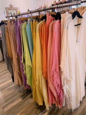 Bamboo Gauze Beach Cover-Up Raw Hem Skirt