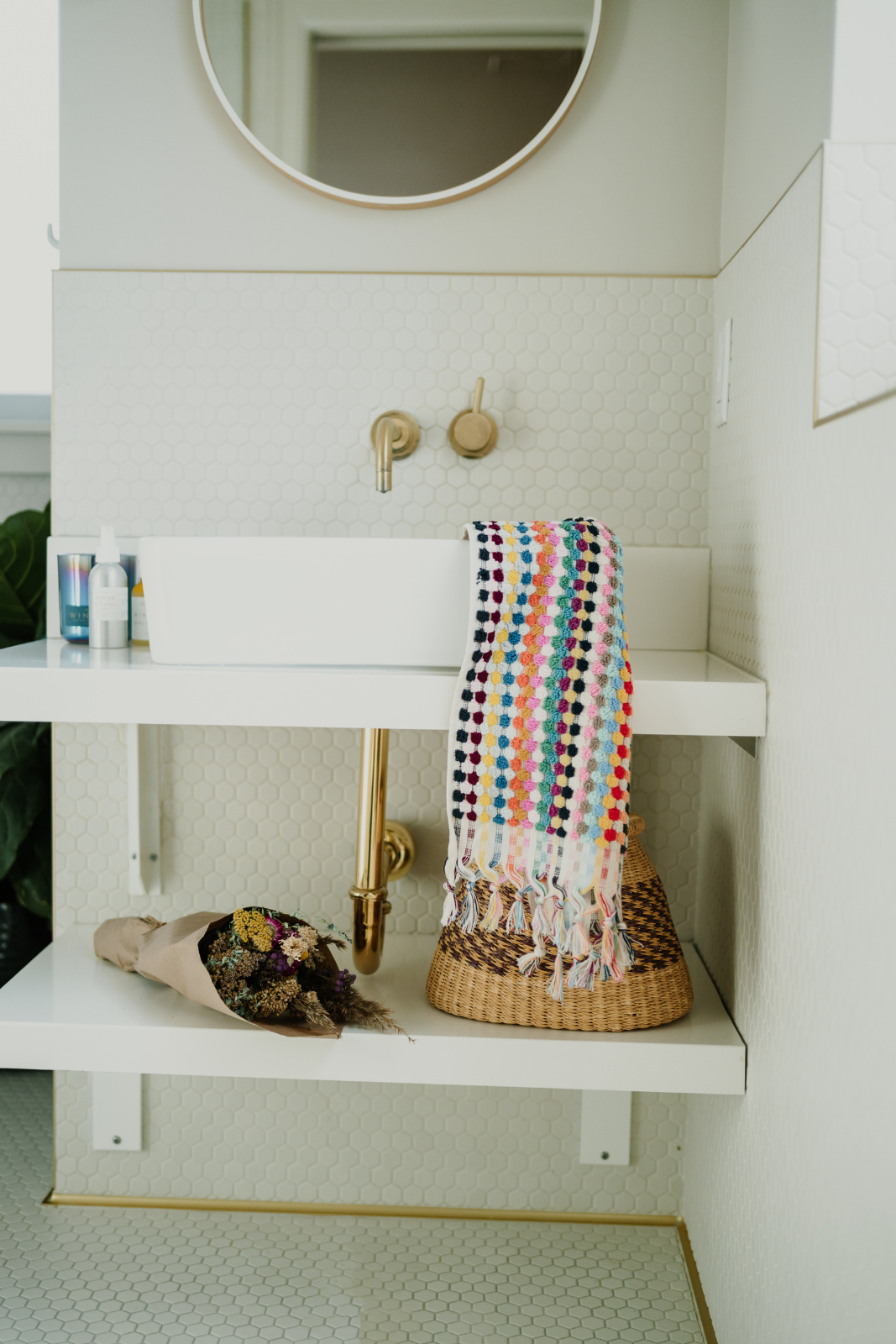 Rainbow Pom Pom Hand Towel