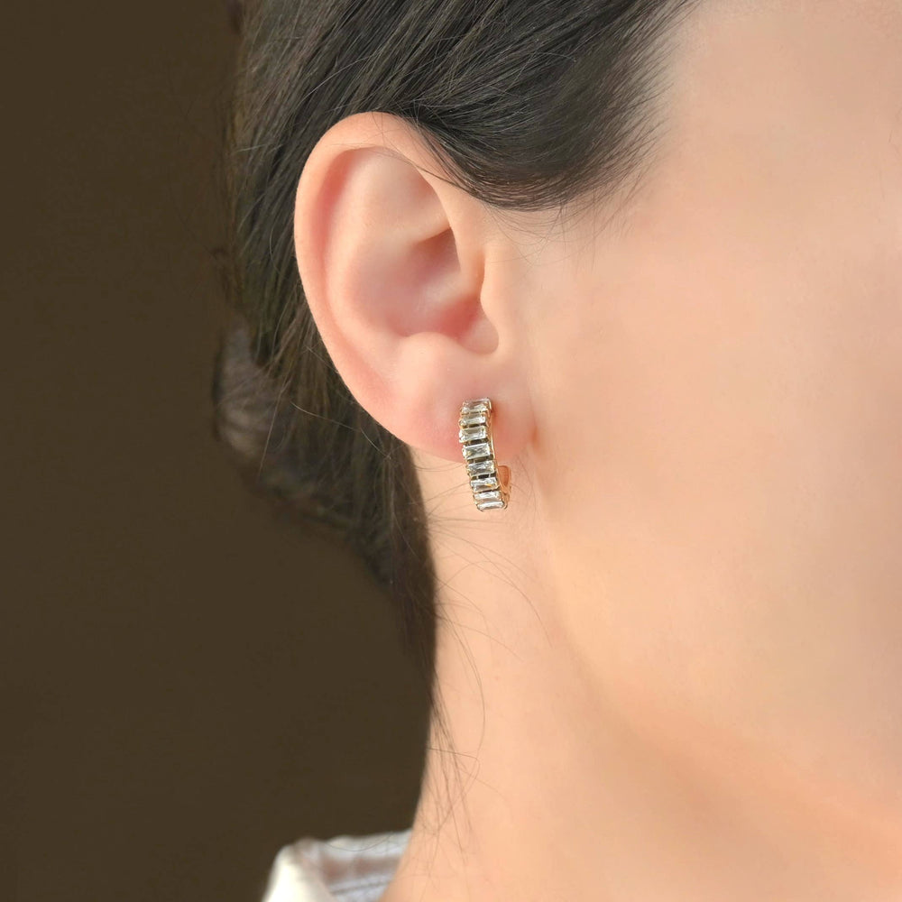 Gold CZ Hoops - Waterproof Small Diamond Hoop Earrings