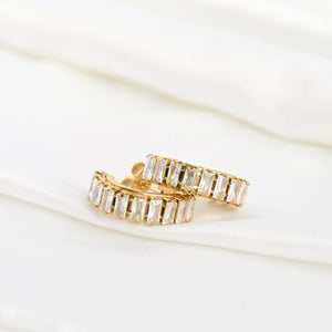 Gold CZ Hoops - Waterproof Small Diamond Hoop Earrings
