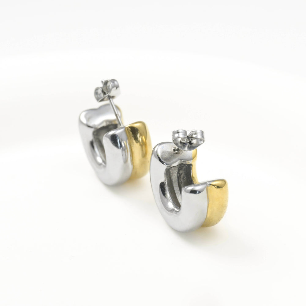 Two-tone Medium Hoops - Tarnish-free Bold Open Hoop Earrings