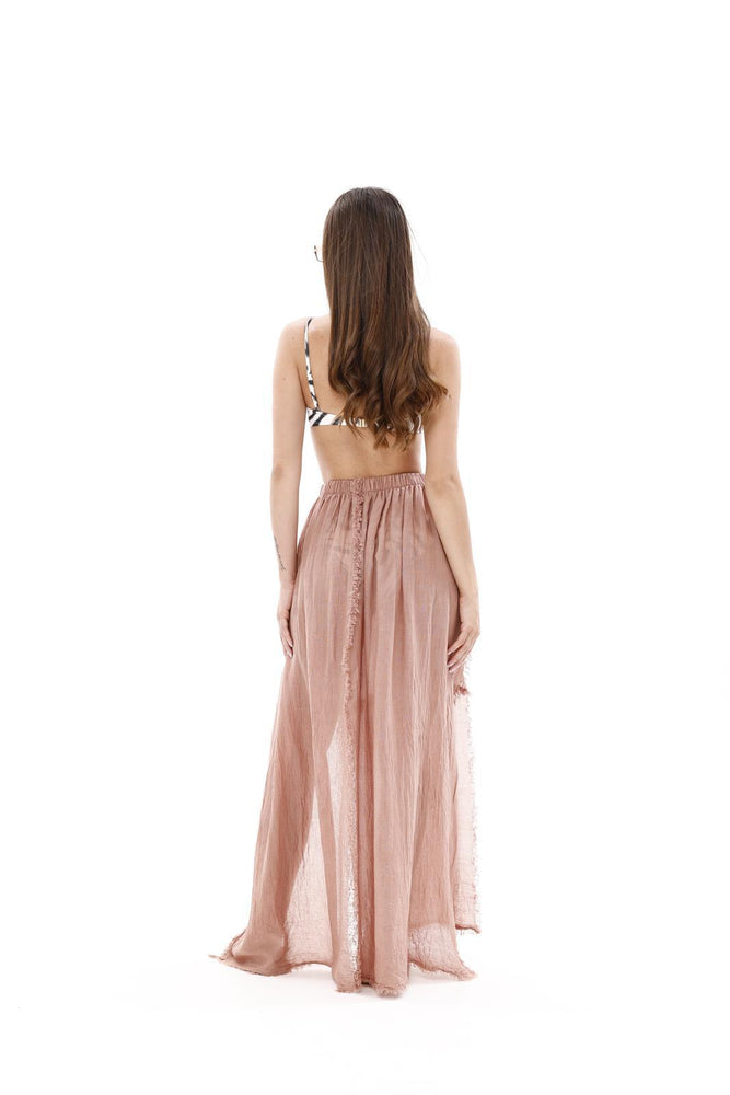 Bamboo Gauze Beach Cover-Up Raw Hem Skirt