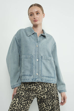 Embroidered Pockets Lightweight Denim Jacket