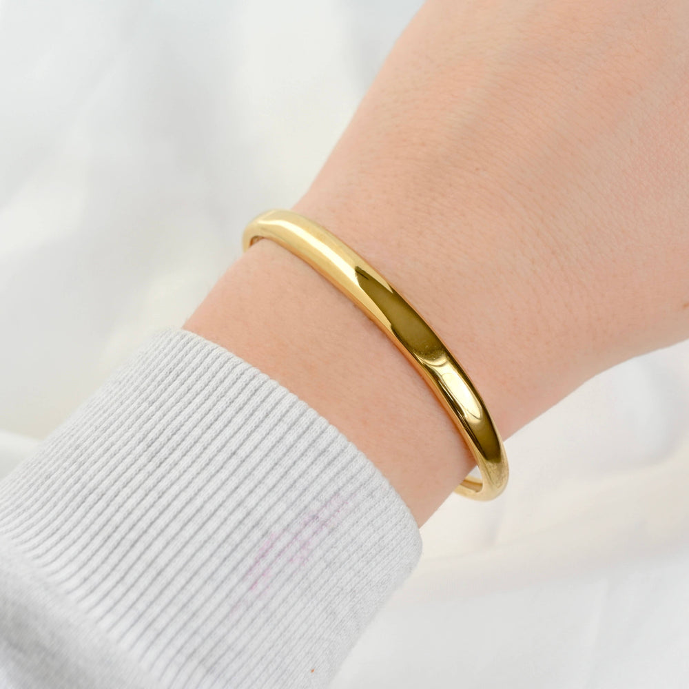 Slim Dome Cuff Bracelet - Adjustable Gold Cuff