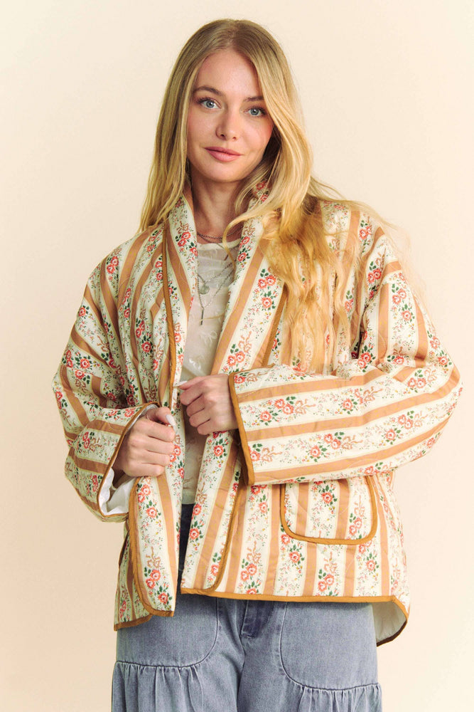 Floral Quilted Throw On Jacket