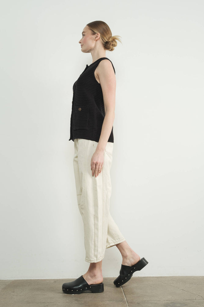 Button Down Sweater Vest - Mocha