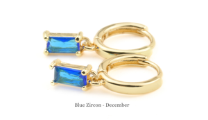 Baguette Birthstone Hoops - Rectangle Stone Hoop Earrings