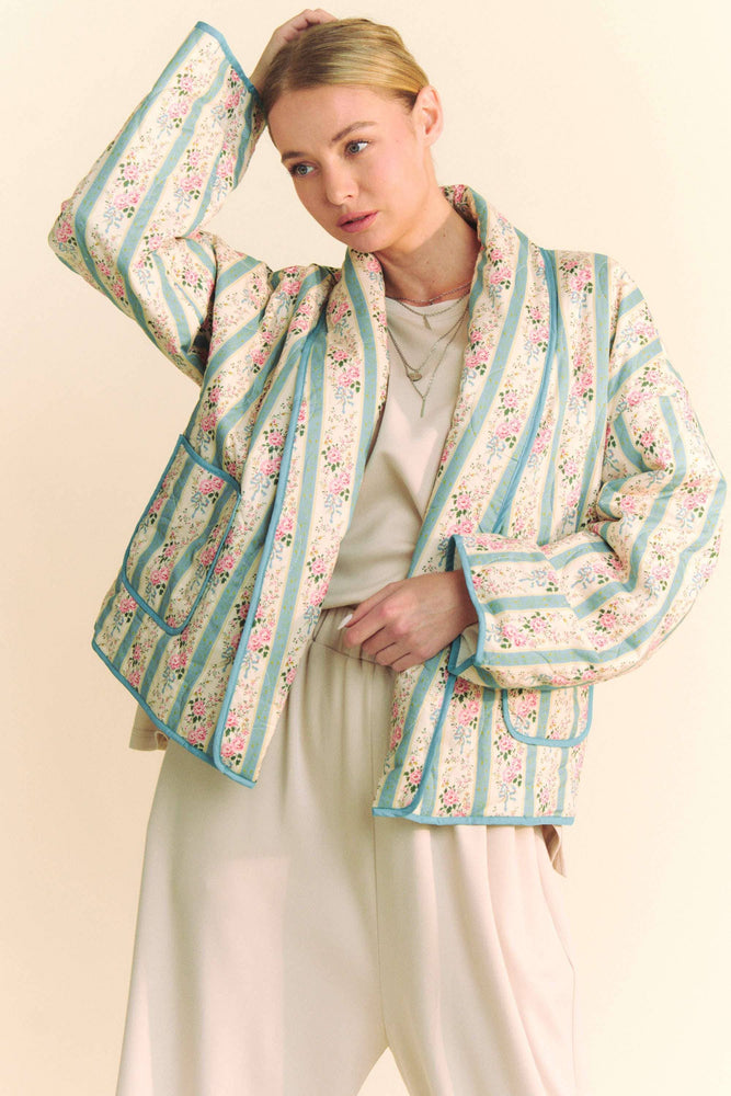 Floral Quilted Throw On Jacket