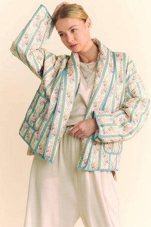 Floral Quilted Throw On Jacket