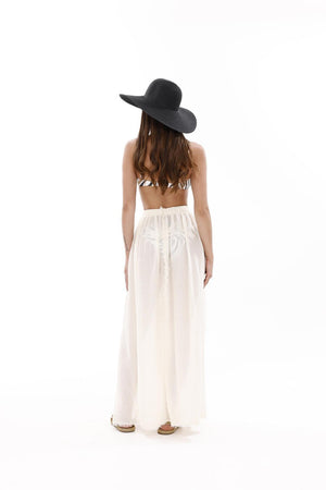 Bamboo Gauze Beach Cover-Up Raw Hem Skirt