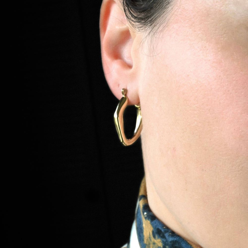 Thin Figure Hoops - Waterproof 18k Gold Molten Hoop Earrings