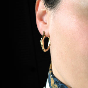 Thin Figure Hoops - Waterproof 18k Gold Molten Hoop Earrings