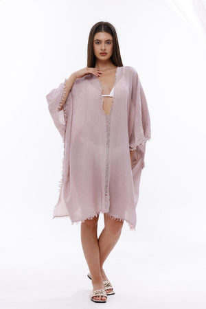 Bamboo Gauze Kaftan Raw Helm Cover-Up