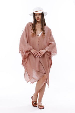 Bamboo Gauze Kaftan Raw Helm Cover-Up