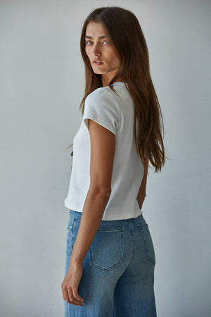 Knit Cotton Short Sleeve Crop Top