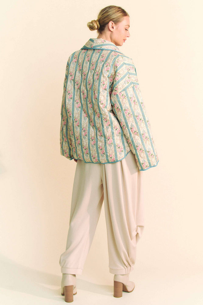 Floral Quilted Throw On Jacket