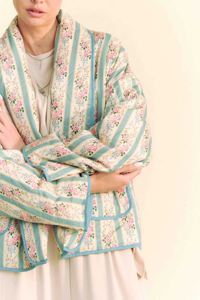 Floral Quilted Throw On Jacket