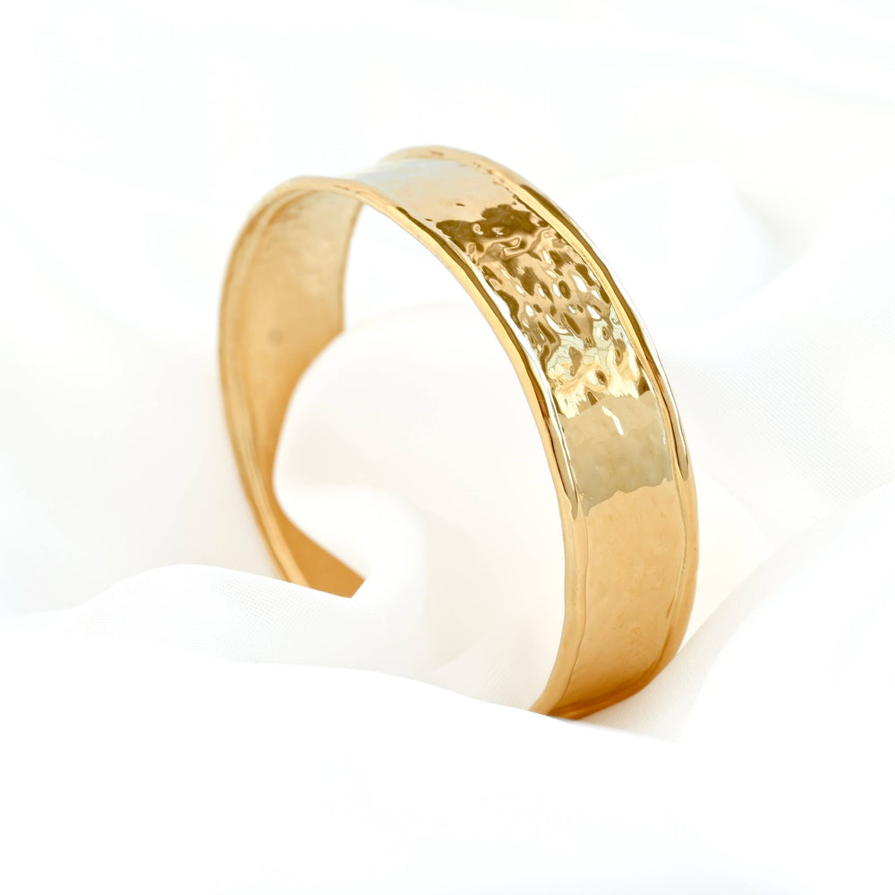Hammered Cuff Bracelet - Waterproof Gold Statement Cuff