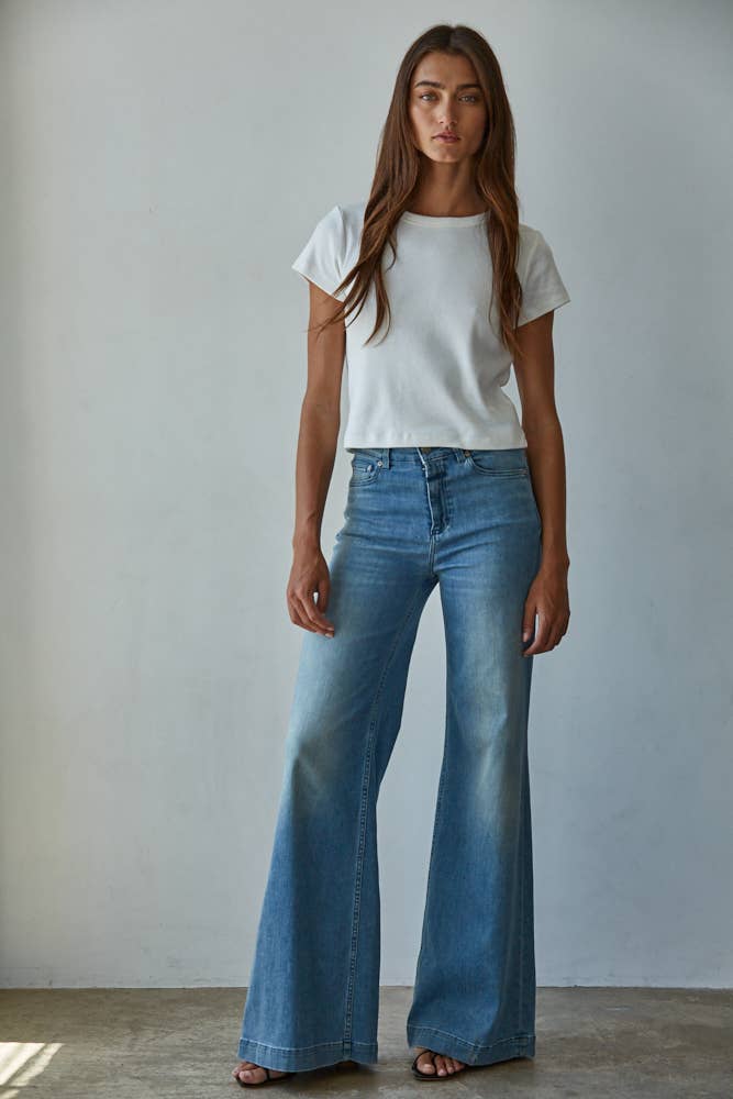 Knit Cotton Short Sleeve Crop Top