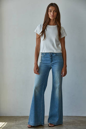 Knit Cotton Short Sleeve Crop Top