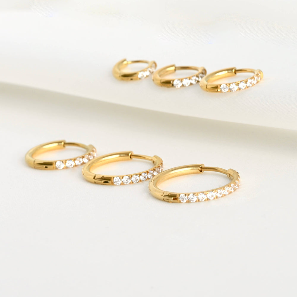 Pave Diamond Hoops - Tarnish-free Diamond Hoop Earrings