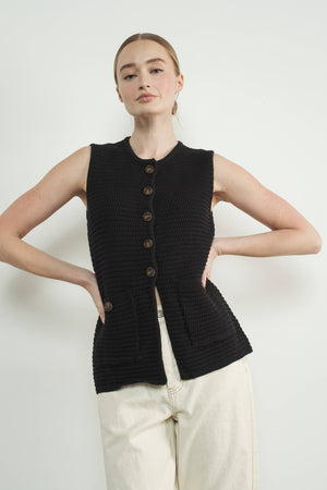 Button Down Sweater Vest - Mocha