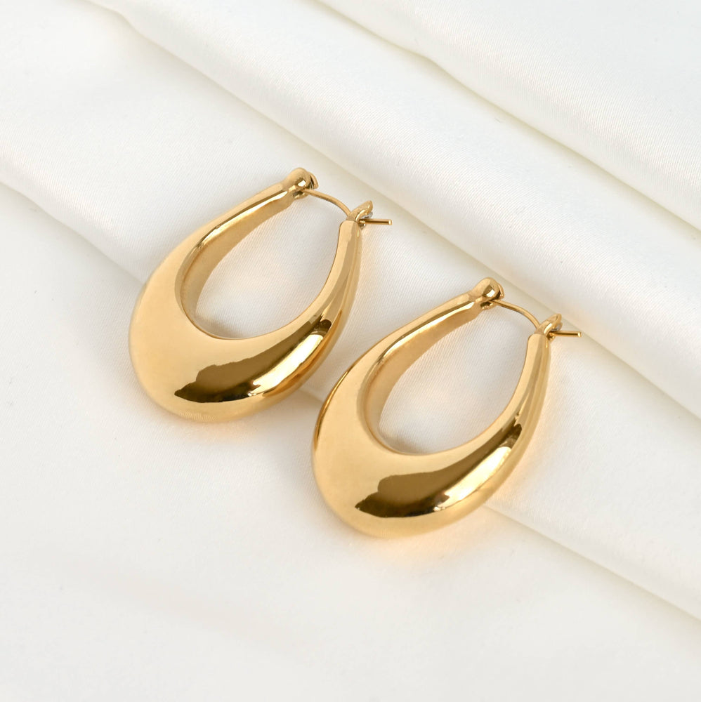 Chunky Gold Hoops - Lightweight Oval Hoop Earrings